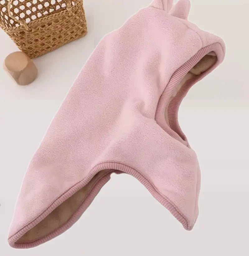 Cagoulă roz pentru bebeluși din lână, din țesătură ultra-moale, care oferă căldură și confort bebelușilor pe timpul iernii.